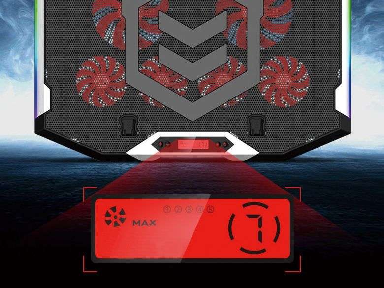 Conceptronic THYIA01B ERGO RGB 6 ventilátoros gamer laptop hűtőpad mobiltartóval