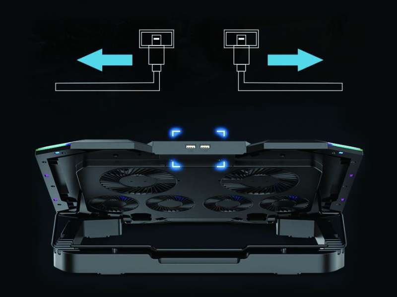 Conceptronic THYIA01B ERGO RGB 6 ventilátoros gamer laptop hűtőpad mobiltartóval