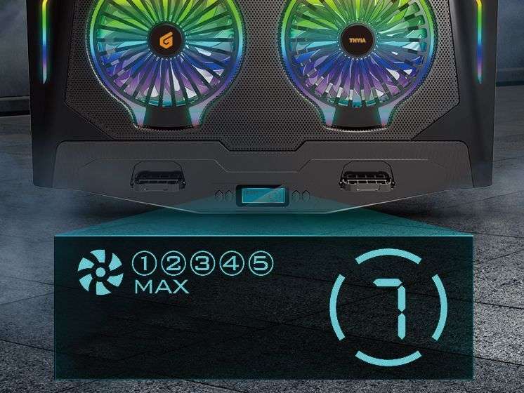 Conceptronic THYIA02B ERGO RGB 2 ventilátoros gamer laptop hűtőpad mobiltartóval