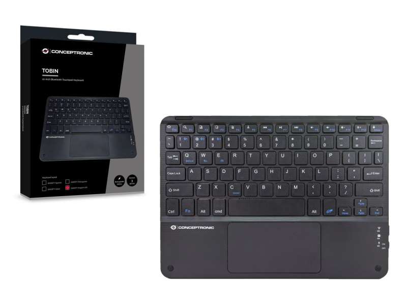 Conceptronic TOBIN01BUS Bluetooth Touchpad Keyboard Black US