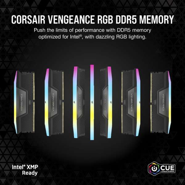 Corsair 32GB DDR5 6200MHz Kit(2x16GB) Vengeance RGB Black
