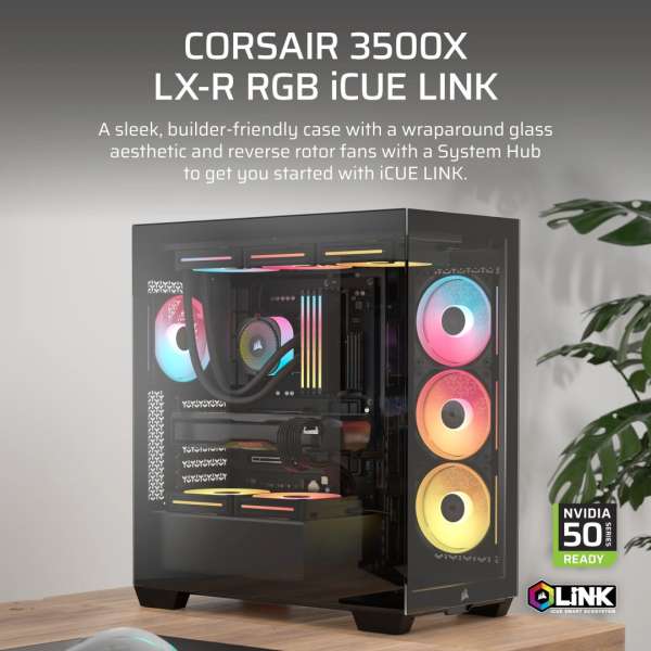Corsair 3500X LX-R RGB iCUE Link Tempered Glass Black