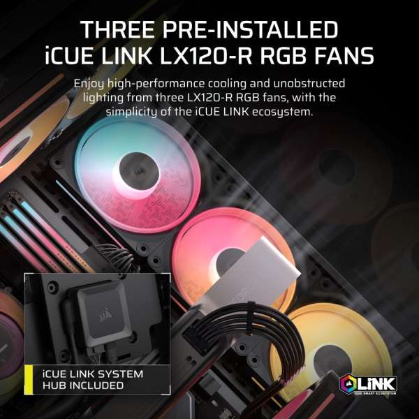 Corsair 3500X LX-R RGB iCUE Link Tempered Glass Black