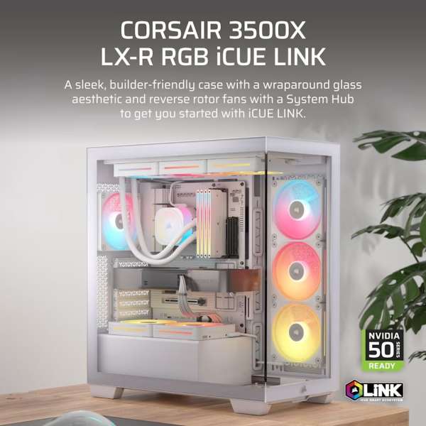Corsair 3500X LX-R RGB iCUE Link Tempered Glass White
