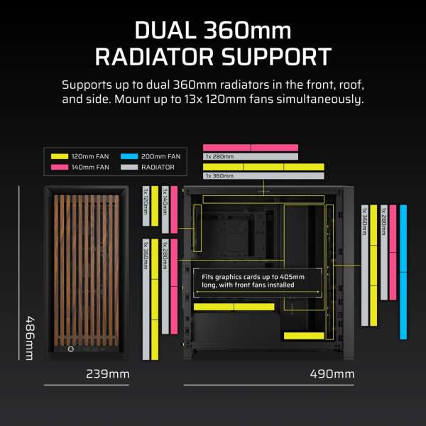 Corsair 4000D RS Tempered Glass Black/Walnut