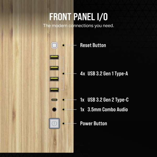 Corsair 6500X Tempered Glass White/Bamboo