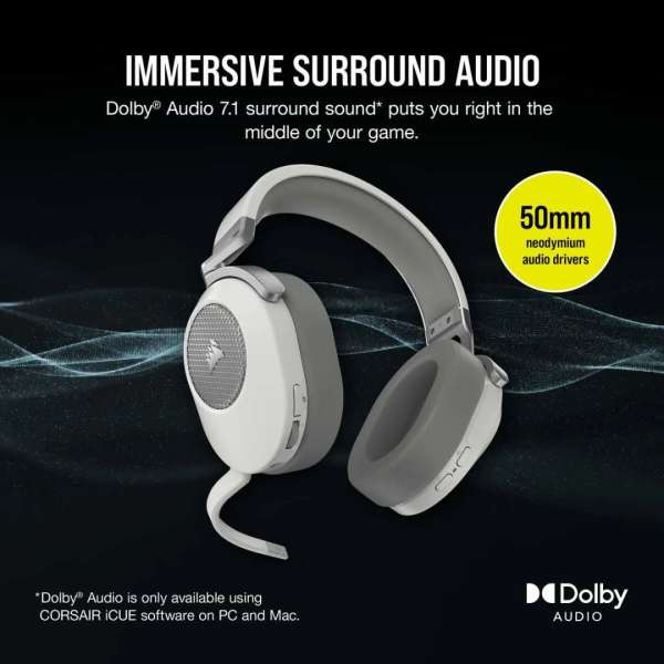 Corsair HS65 v2 Wireless Bluetooth Gaming Headset White