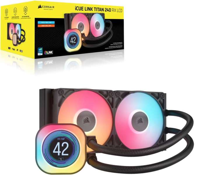 Corsair iCUE LINK TITAN 240 RX LCD Liquid CPU Cooler Black