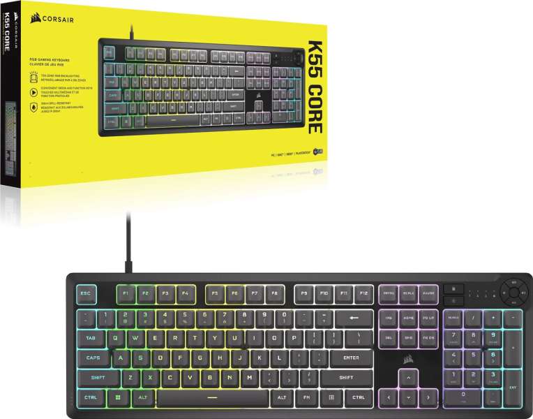Corsair K55 Core RGB Gaming Keyboard Gray US