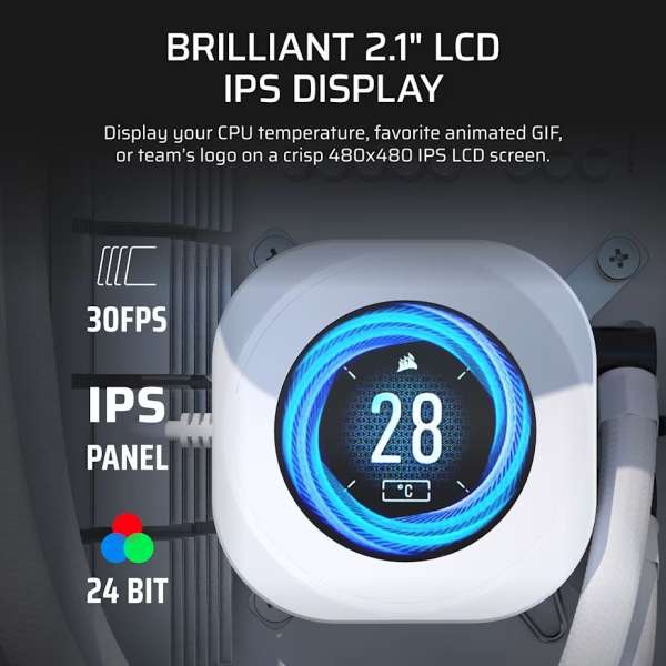 Corsair Nautilus 360 RS LCD Liquid CPU Cooler White