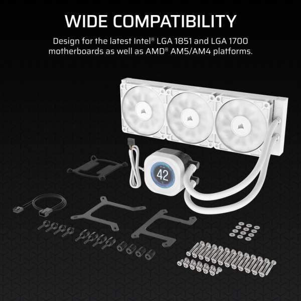 Corsair Nautilus 360 RS LCD Liquid CPU Cooler White