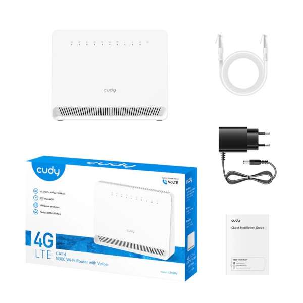Cudy LT400V 1.0 4G N300 Wi-Fi Router with Voice