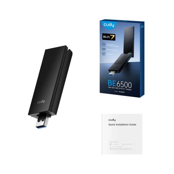 Cudy WU6500 BE6500 High-Gain USB 3.0 Wi-Fi 7 Adapter Black