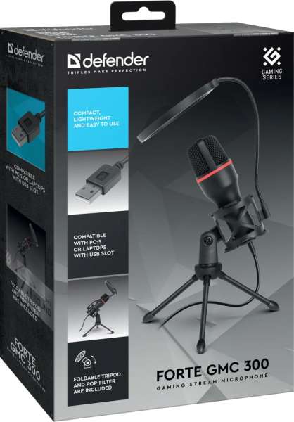 Defender Forte GMC 300 Gaming stream Microphone Black