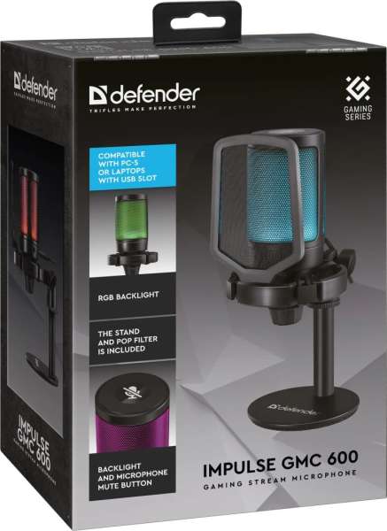 Defender Impulse GMC 600 Gaming Stream Microphone Black