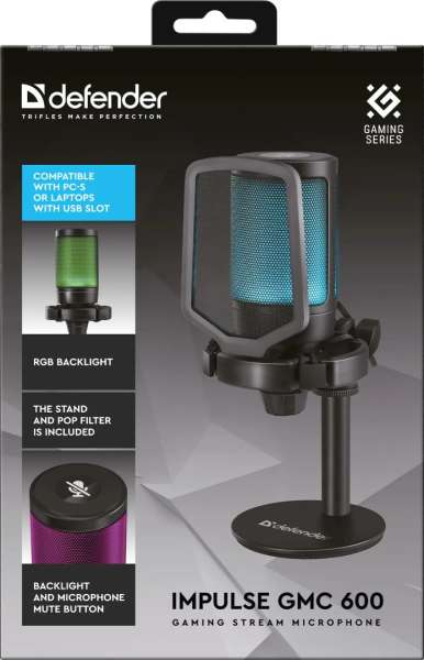 Defender Impulse GMC 600 Gaming Stream Microphone Black