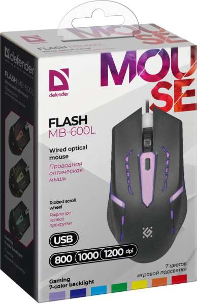 Defender Flash MB-600L RGB Gaming Mouse Black