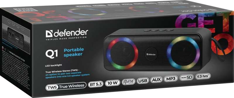 Defender Q1 Bluetooth Speaker Black