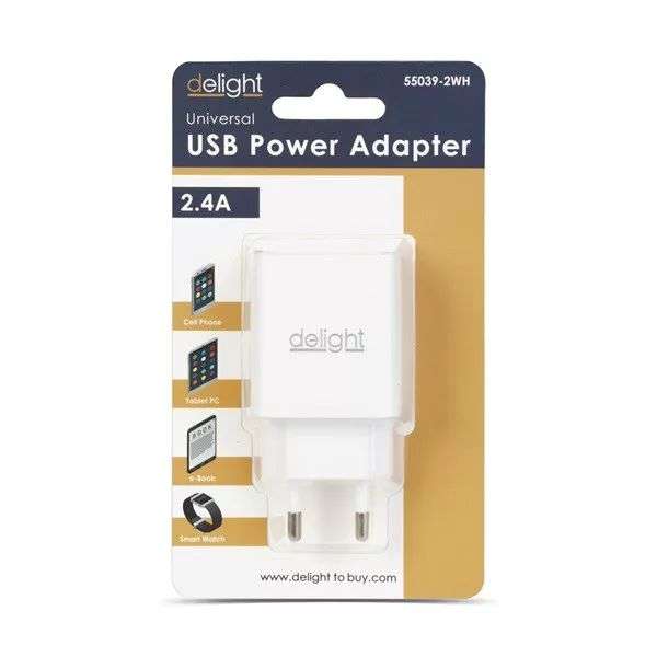 Delight USB-Ax2 charger adapter White