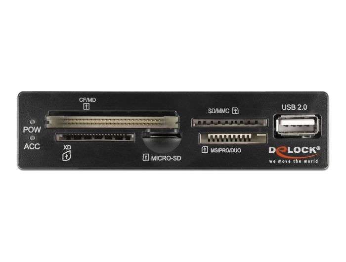 DeLock 3,5 USB 2.0 5 Slot + 1 x USB 2.0 Typ-A Card Reader Black