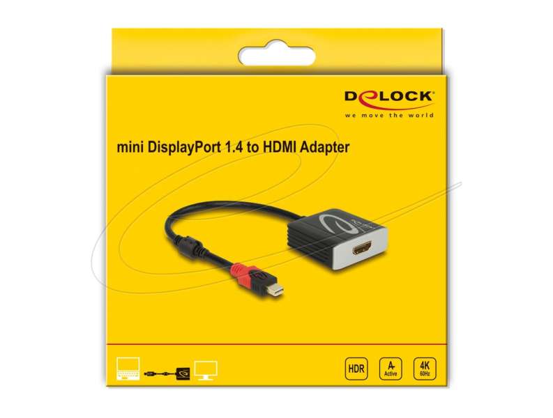 DeLock Active mini DisplayPort 1.4 to HDMI Adapter 4K 60Hz Black