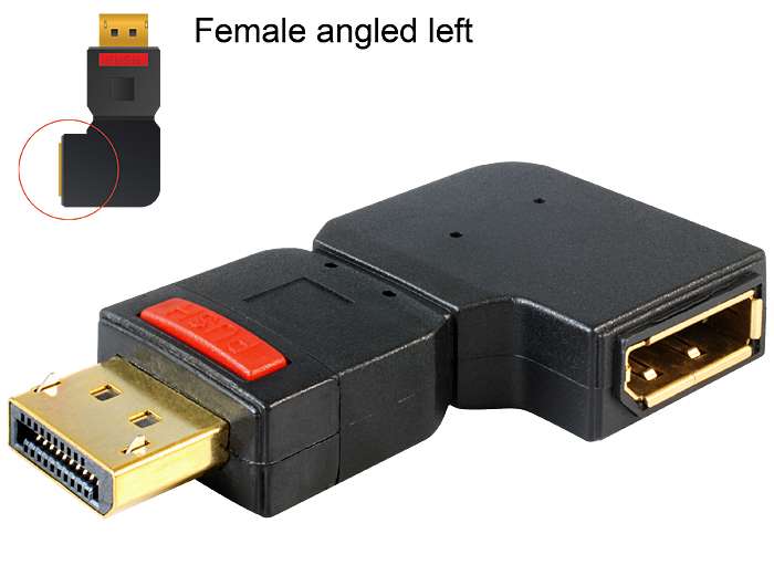 DeLock Adapter Displayport 1.1 male > Displayport female angled left