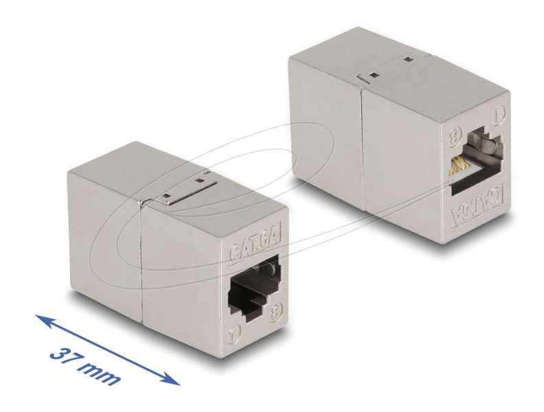 DeLock Adapter RJ45 jack to RJ45 jack Cat.6A metal