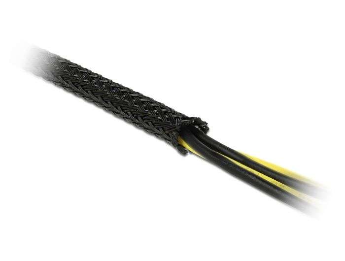 DeLock Braided Sleeving stretchable 10mx25mm Black