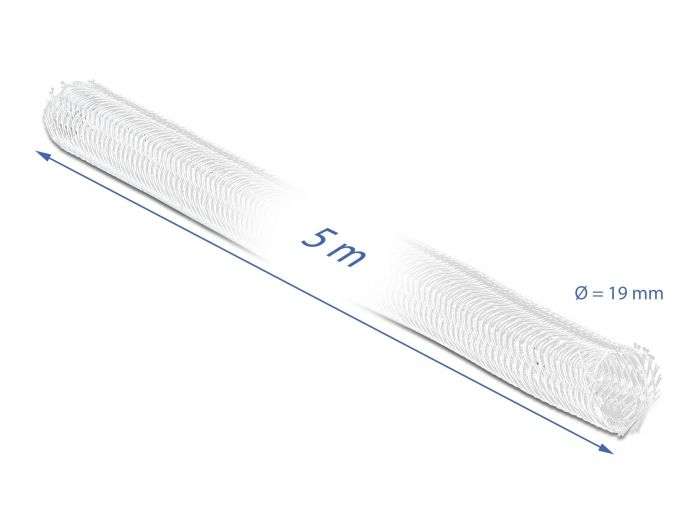 DeLock Braided Sleeving with Hook-and-Loop Fastener 5x19mm White