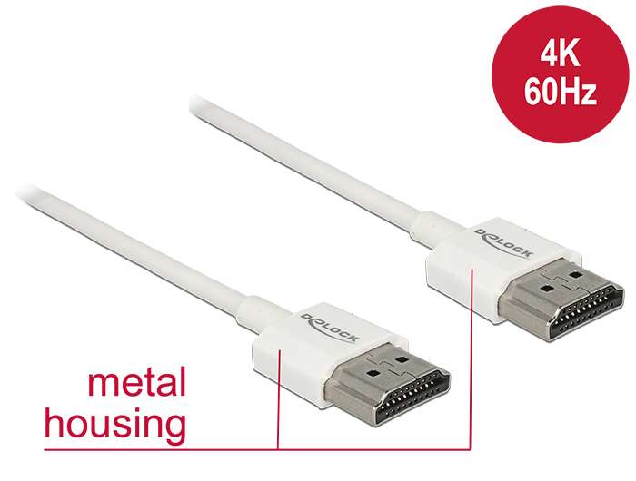 DeLock Cable High Speed HDMI with Ethernet - HDMI-A male > HDMI-A male 3D 4K 0,25m Slim High Quality