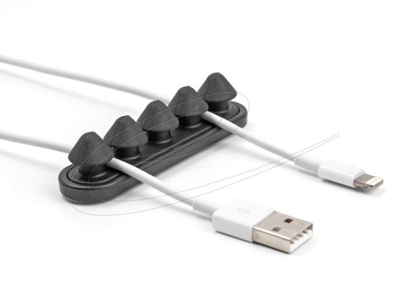 DeLock Cable holder with 5 feed-throughs self-adhesive black set 2 pieces