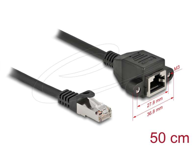 DeLock CAT6A S-FTP Patch Cable 0,5m Black