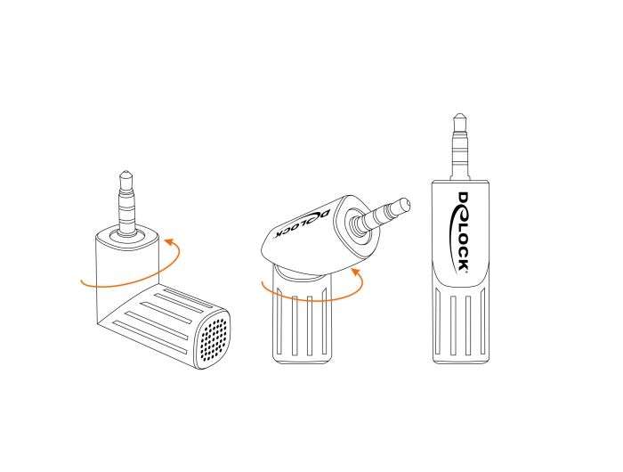 DeLock Condenser Microphone Uni-Directional for Smartphone / Tablet 3.5 mm 4 Pin Stereo Jack 90° angleable Silver