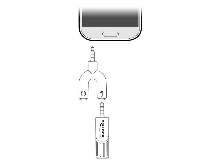 DeLock Condenser Microphone Uni-Directional for Smartphone / Tablet 3.5 mm 4 Pin Stereo Jack 90° angleable Silver