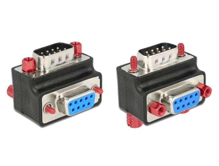 DeLock D-Sub 9 pin male > female 90° angled Nut and Screw changeable Adapter