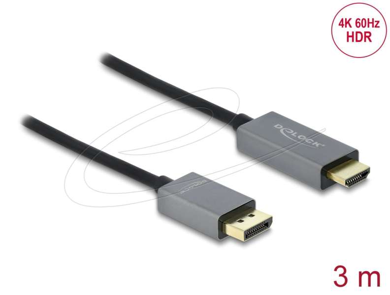 DeLock DisplayPort 1.4 to HDMI 4K cable 3m Black