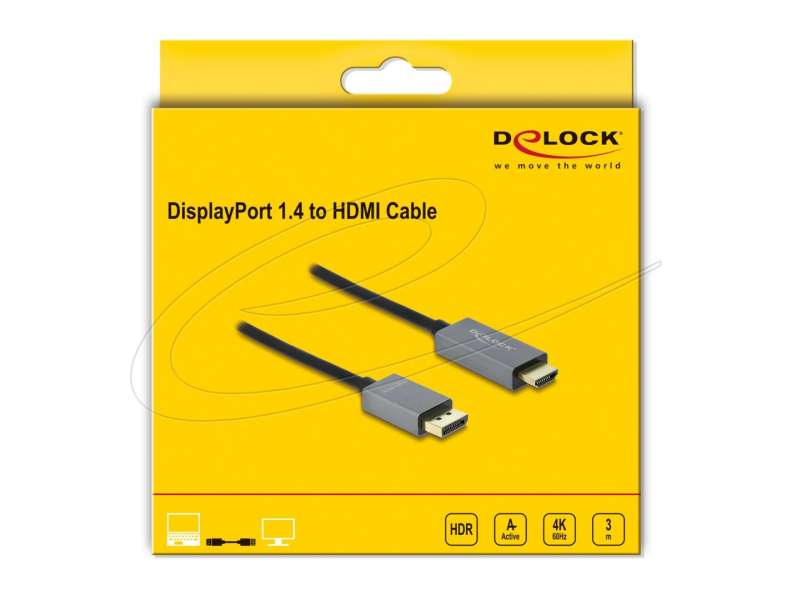 DeLock DisplayPort 1.4 to HDMI 4K cable 3m Black