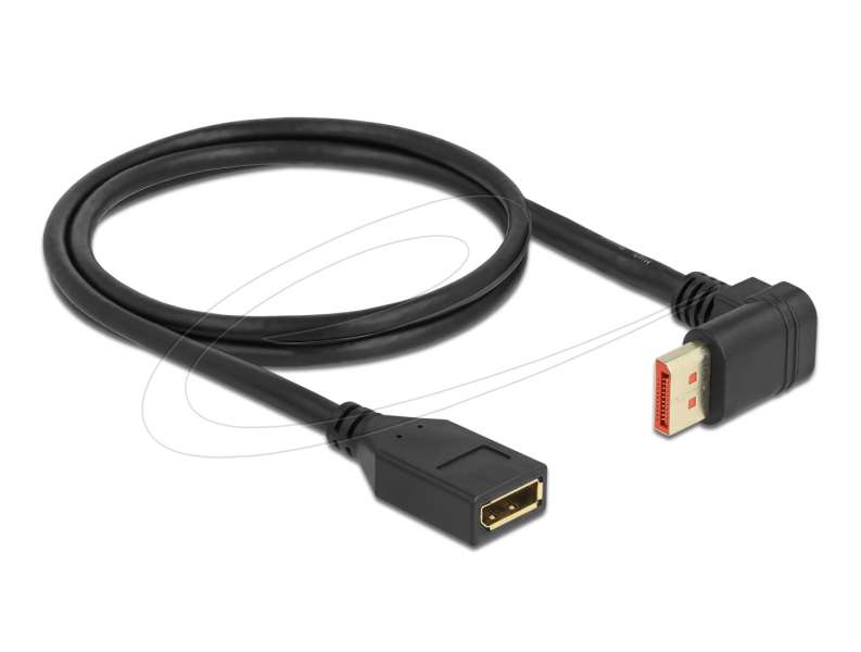 DeLock DisplayPort extension cable male 90° upwards angled to female 8K 60 Hz 1m Black