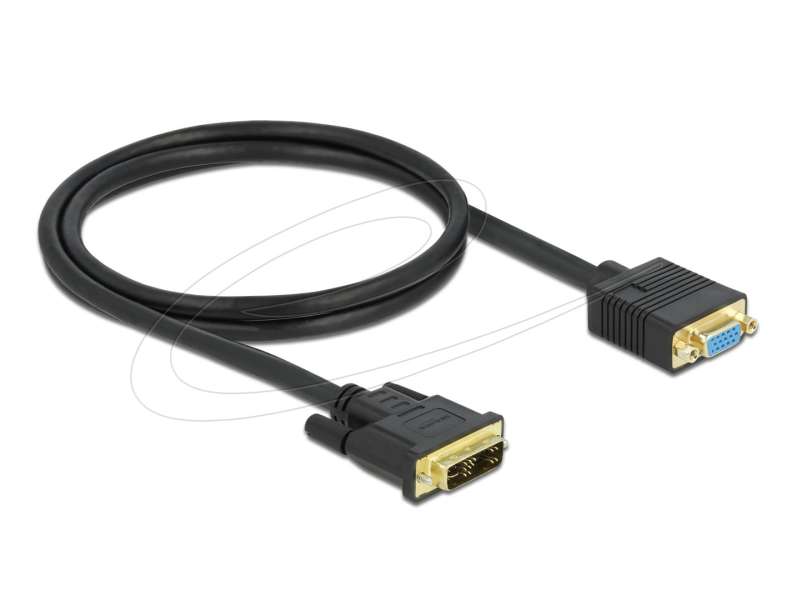 DeLock DVI 12+5 male to VGA female 1m Black