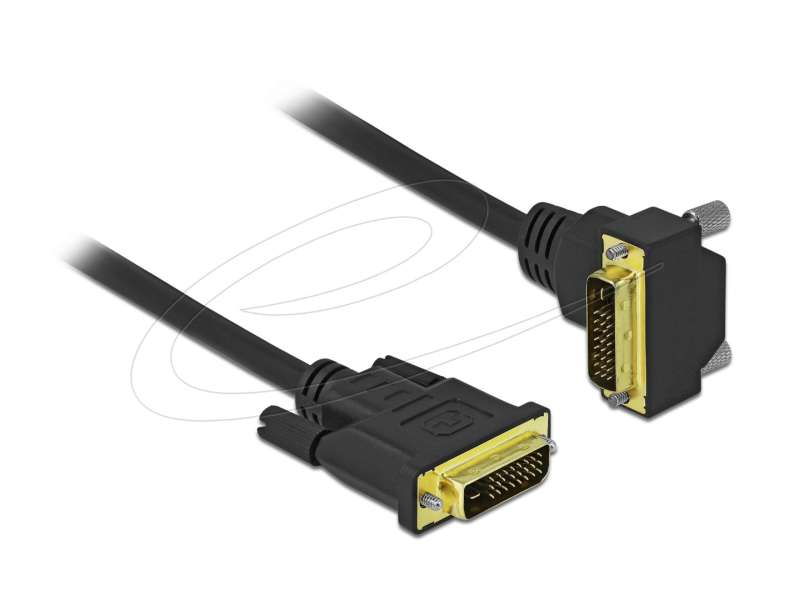 DeLock DVI Cable 24+1 male to 24+1 male angled 1m Black