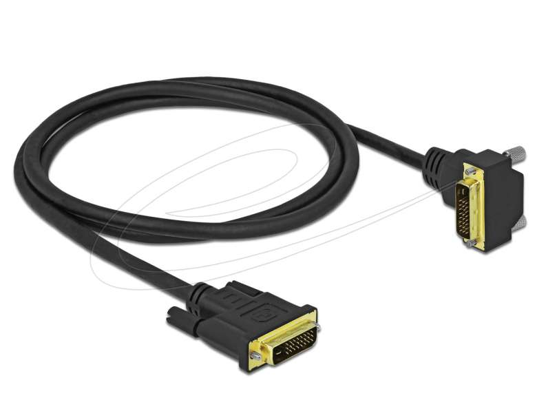 DeLock DVI Cable 24+1 male to 24+1 male angled 1m Black