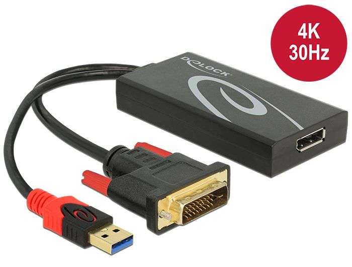 DeLock DVI-D (Dual Link) (24+1) male > Displayport 1.2 female Adapter Black