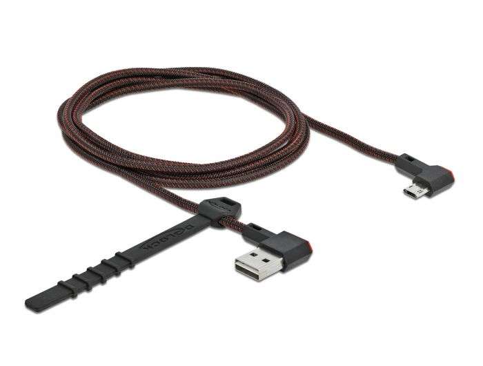 DeLock EASY-USB 2.0 Cable Type-A male to EASY-USB Type Micro-B male angled left / right 1.5m Black