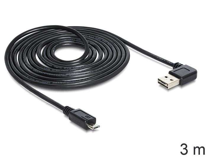 DeLock EASY-USB 2.0 Type-A male angled left / right > USB 2.0 Type Micro-B male 3m Cable