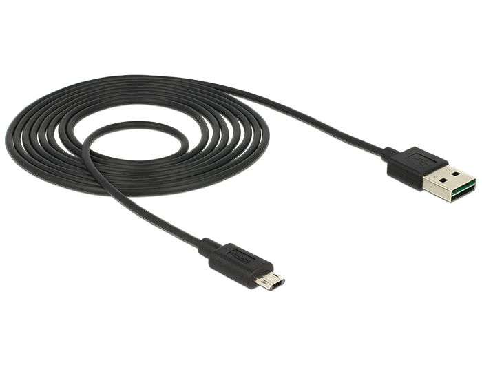 DeLock EASY-USB 2.0 Type-A male > EASY-USB 2.0 Type Micro-B male 2m Black Cable