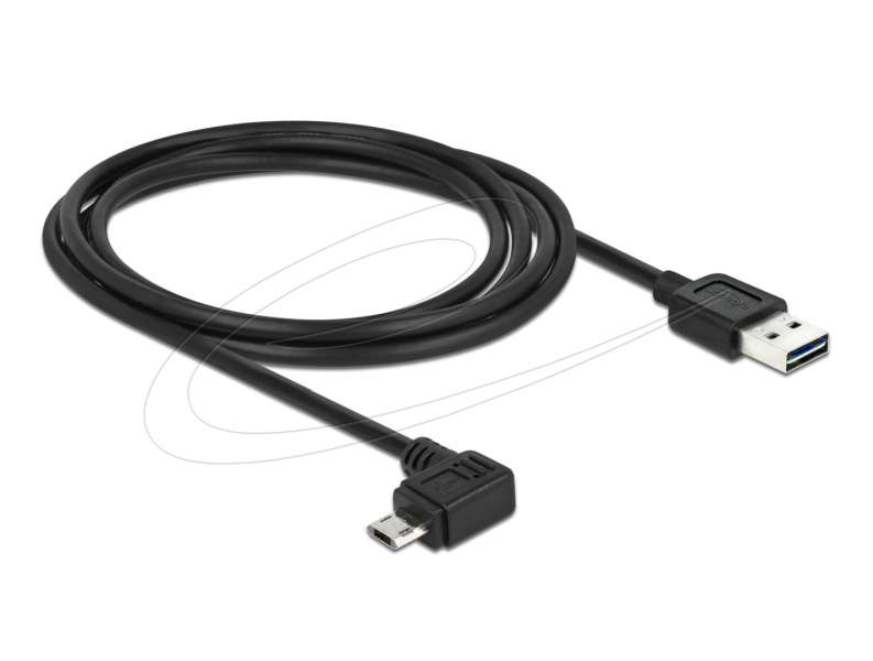 DeLock EASY-USB 2.0 Type-A male > EASY-USB 2.0 Type Micro-B male angled left/right 2m Black