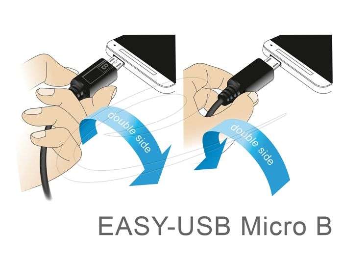 DeLock EASY-USB 2.0 Type-A male > EASY-USB 2.0 Type Micro-B male angled left/right 2m Black