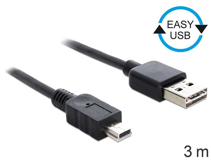 DeLock Easy-USB2.0-A male > USB 2.0 mini male 3m Black