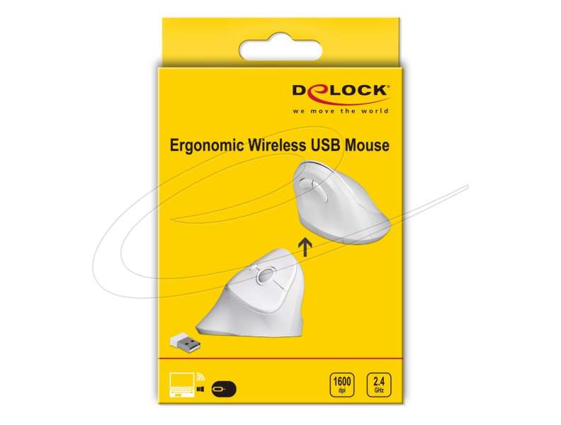 DeLock Ergonomic Wireless vertical Mouse White