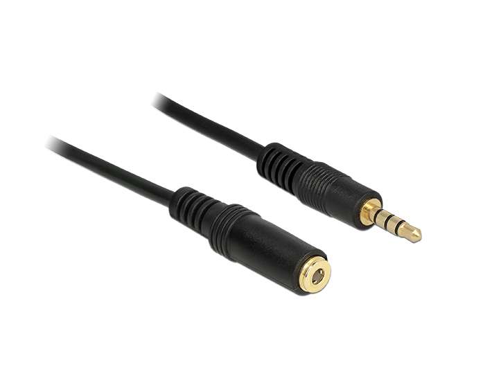DeLock Extension Cable Audio Stereo Jack 3.5mm male / female IPhone 4 pin 0,5m Black